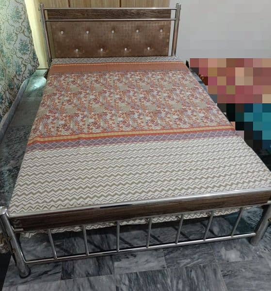 Steel Bed with Matress Along With Side Table likely New. 1