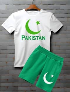 2 pcs Unisex cotton printed shirt and shorts set