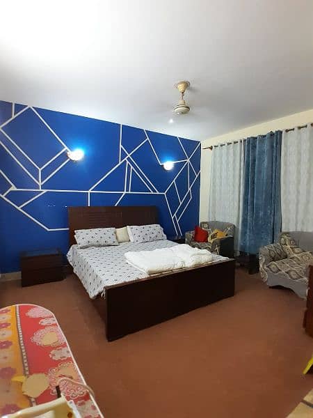 Per day 2 bed furnished flat for rent F-11 For couples family 1