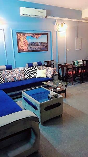 Per day 2 bed furnished flat for rent F-11 For couples family 5