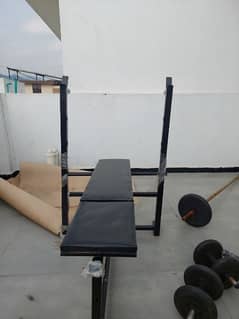 Gym bench dumbell and plates