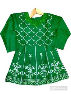 1pc girl's stiched cotton Embroidered Frock