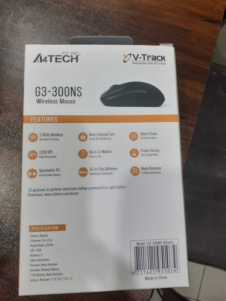 A4Tech G3-300NS Wireless Mouse - Silent Clicks 1