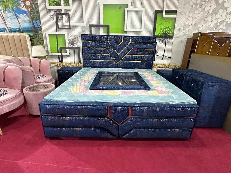 wooden bed/poshish bedset/king size bed/bed with side table 16