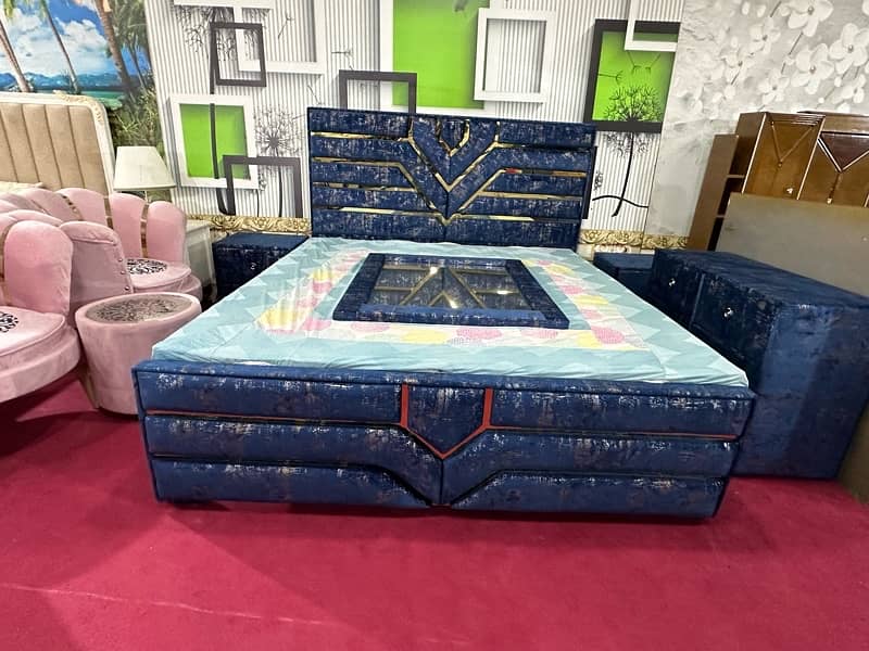 wooden bed/poshish bedset/king size bed/bed with side table 17