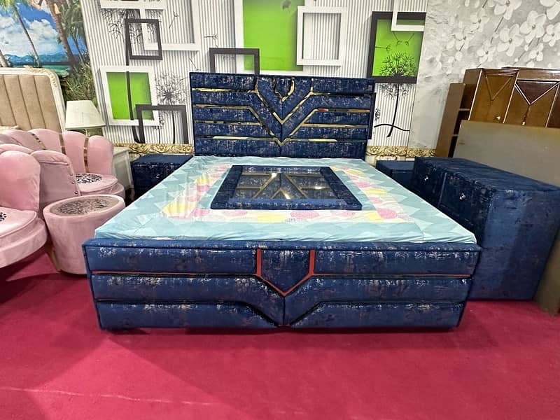 wooden bed/poshish bedset/king size bed/bed with side table 19