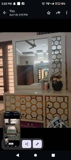 dressing table with stool in ivory color