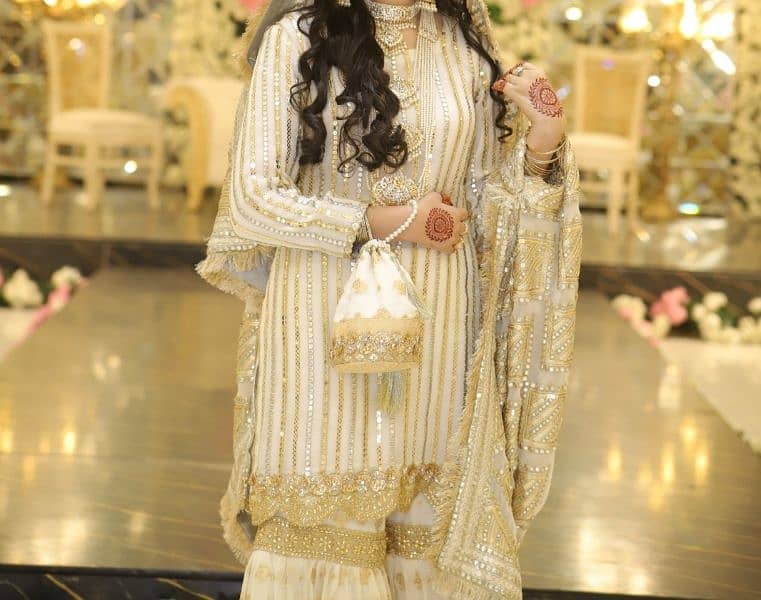 White bridal nikkah dress/party dress/white dress/garara shirt 1