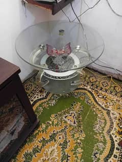 Round center table fully glass table