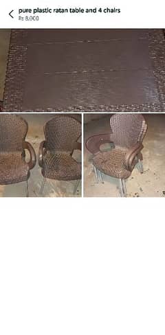 4 chairs with folding table like new