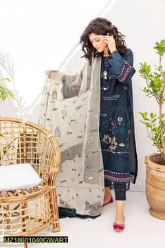 3 PCs unstitched lawn embroidered suit