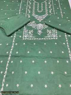 2 Pcs Women's Unstitched Lawn Embroidered Suit