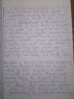 Handwriting assignment work