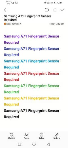 Samsung A71 Fingerprint Sensor chaiye.
