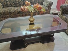 3 Tables Set Center and Side very good condition wood and glass