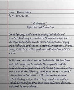 Assignment Hand Writing Service Available