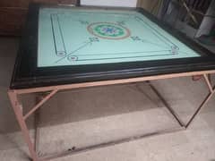 Glass Carrom Board with Iron Stand