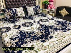 3 psc crystal cotton printed king size bedsheets.