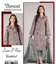 3 Pcs Women's Unstitched lawn Embroided Suit