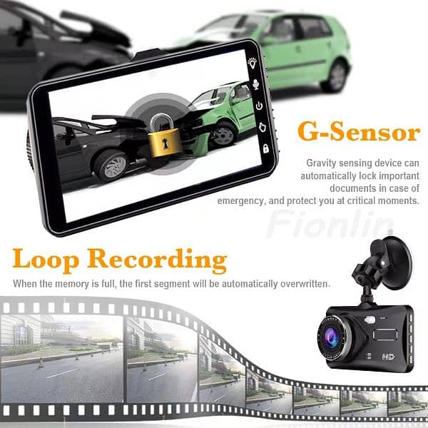 Dual Dash Cam 1080P with G-Sensor,170 Wide Angle,Loop Recording 4