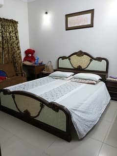 pure wooden bed with dressing table, without mirror