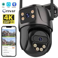 4k 8mp hd cctv dual lens dual camera dual screen ptz wifi camera