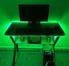 K Shaped Table With Pre Installed RGB Lights