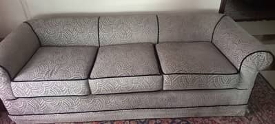 Grey Embossed velvet sofa with black piping