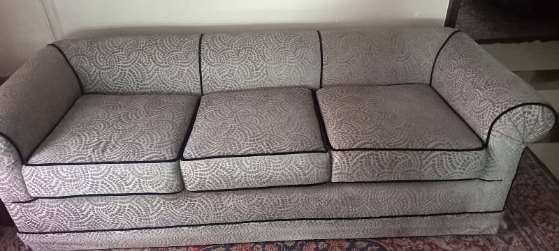 Grey Embossed velvet sofa with black piping 0