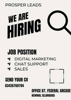 Marketing, Data Entry, Sales Jobs in Islamabad