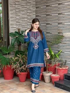 2 PCs Women Stitched Suit