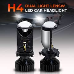 Y6 Turbo Fan H4 LED Headlights Car H4 Mini Projector Lens 6000K Super