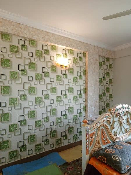 Wall paper PVC panel ceilings wooden flooring  grass carpet glass 5