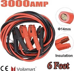 Voilamart Auto Heavy Duty Jumper Cables 1 Gauge Each Cable 6 Feet