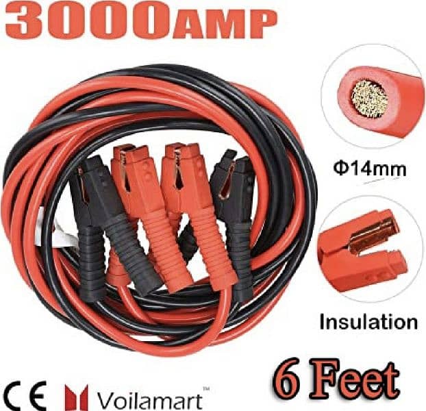 Voilamart Auto Heavy Duty Jumper Cables 1 Gauge Each Cable 6 Feet 0