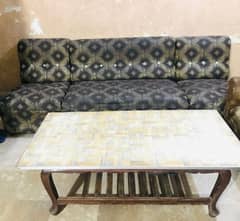 sofa set with original wooden table in good condition