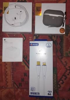 AIR PODS PRO , 20 WATT CHARGER , TYPE C TO IPHONE CHARGING CABLE