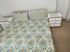 bed set with almira and mattress in good condition
