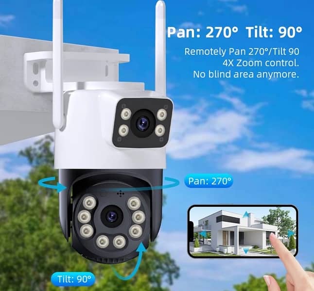 8MP = 4MP + 4MP Outdoor Wifi PTZ Camera Dual Lens 4