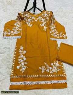 2 pcs Medium women's stitched cotton lawn Embroidered suit