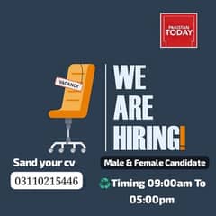 we are hiring male & female candidates for office work