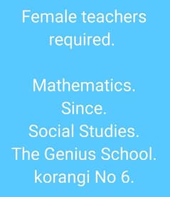 Female Teachers Required