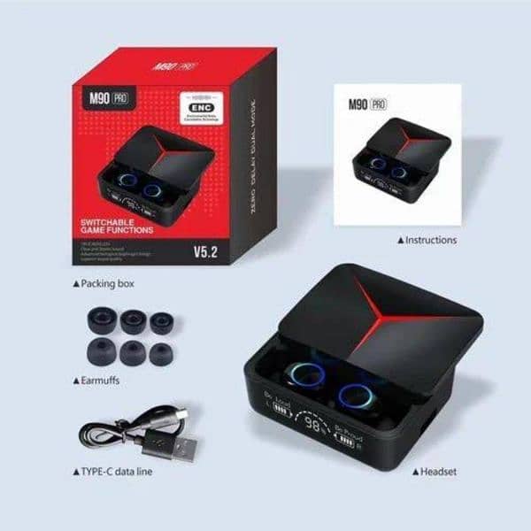 M90 Pro Digital Display Case Earbuds 3