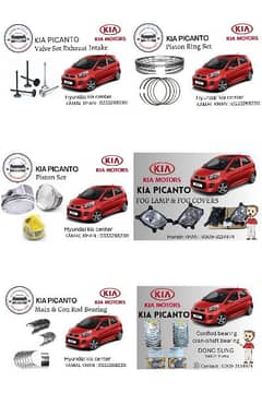 KIA PICANTO Fog lamps, Fog Cover, Valve Set Exhaust Intake, Piston set