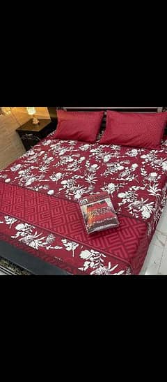 3 pcs cotton salonica printed double bedsheet