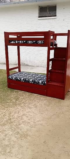 3 kids bunk bed solid diyar  wood with 3 customised mattress