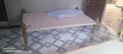 bed with mattress Aur wood charpai