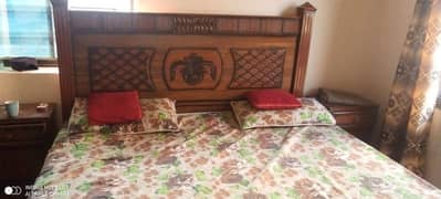 bed with mattress with 2 side table