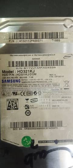 Samsung 320GB hard drive