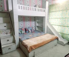 Bunk Bed with Stairs Slide and Sofas for Kids